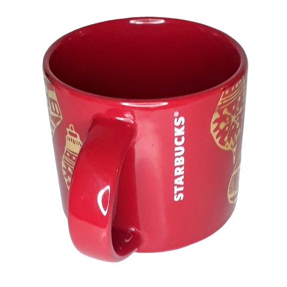 Starbucks Christmas Holiday Mug Red with Gold Ornaments 14 Ounce Coffee Cup - Picture 2 of 7